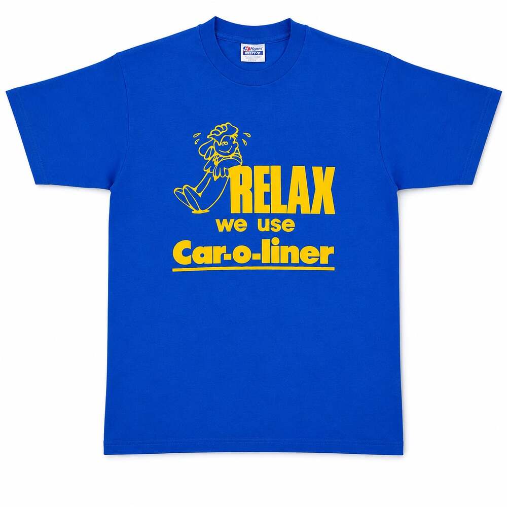 Vintage 80s Car-o-liner Relax Graphic T-Shirt Blue Large